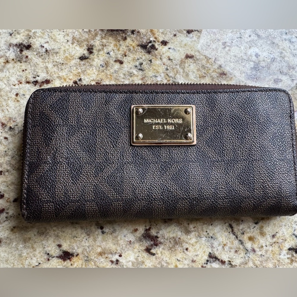 Michael Kors Brown Wallet with Gold Accents